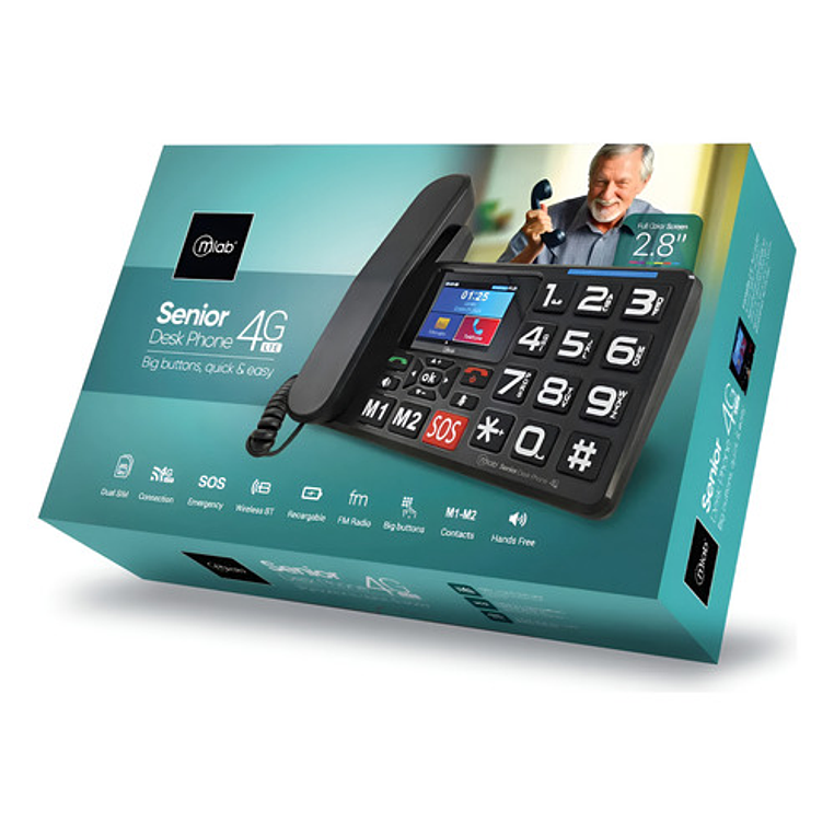 Telefono Senior Inalambrico Sobremesa 4g Sos 2.8 Mlab 9440 Color Negro 3