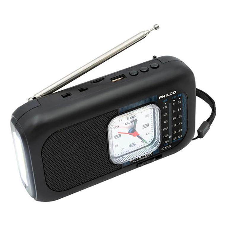 Radio Solar De Emergencia Bt-am/fm/sw Philco Icx66 Negro Negro 1