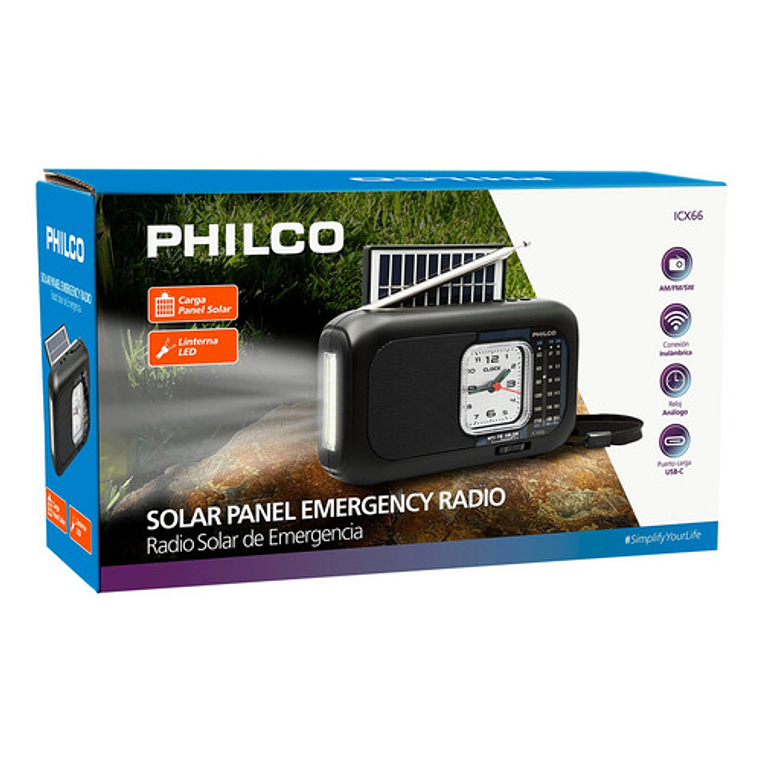 Radio Solar De Emergencia Bt-am/fm/sw Philco Icx66 Negro Negro 5