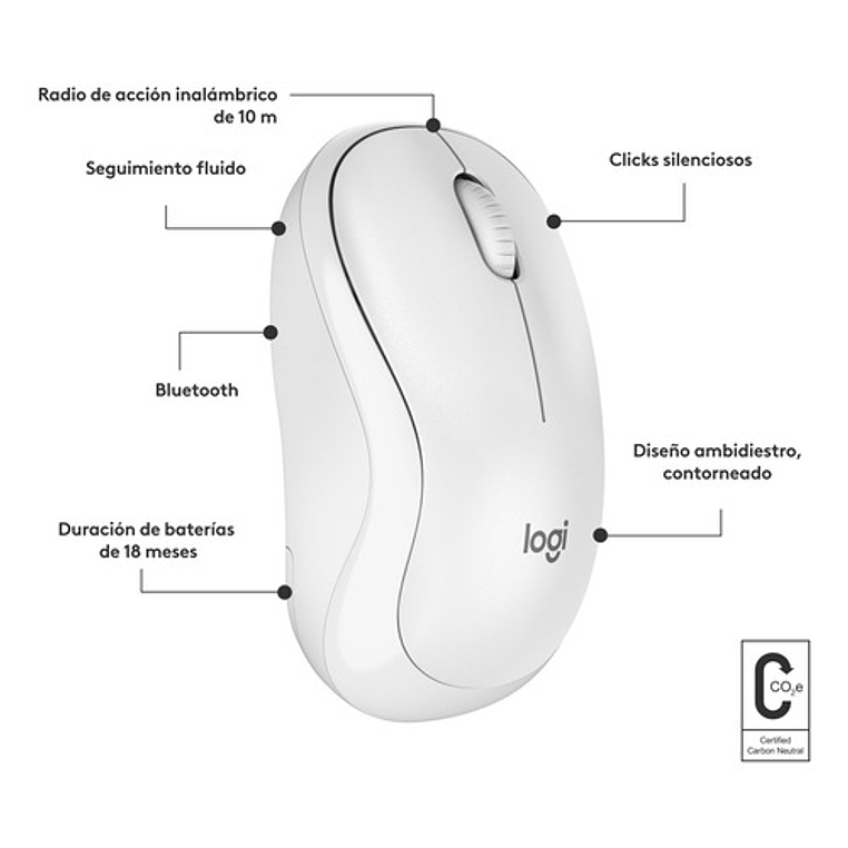 Mouse Logitech M240 Silent Inalámbrico Blanco 7