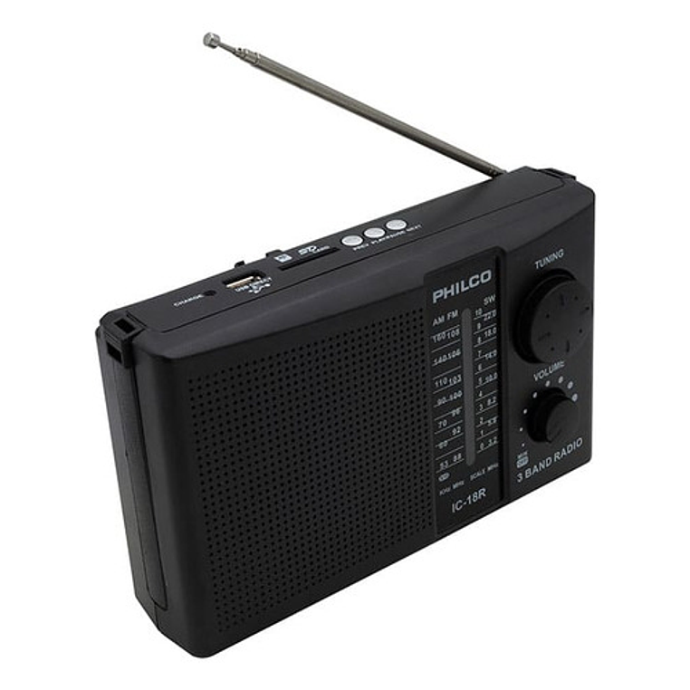 Radio Portatil Philco Fm Am Sw1 Sw2 Mp3 Usb Sd Color Negro 4
