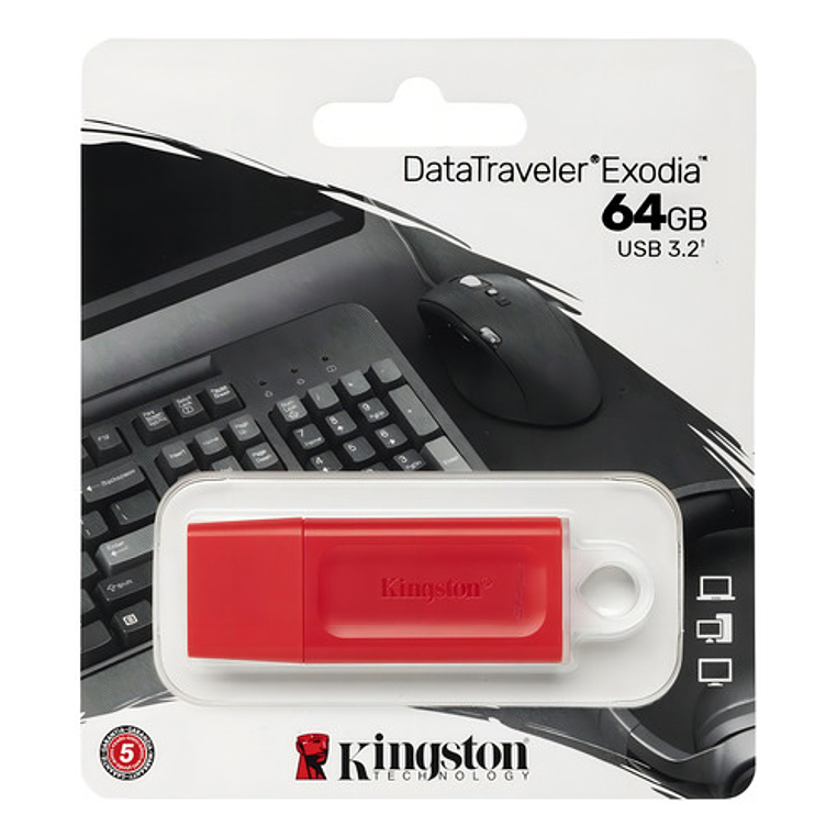 Pendrive Kingston Data Traveler Exodia 64gb Usb 3.2 Rojo 4