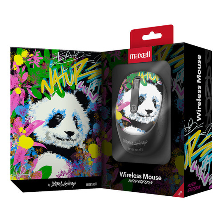 Mouse Inalámbrico Maxell Diseño Wild 4000dpi Usb/usb-c Panda Celeste 3