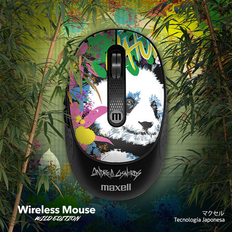 Mouse Inalámbrico Maxell Diseño Wild 4000dpi Usb/usb-c Panda Celeste 6