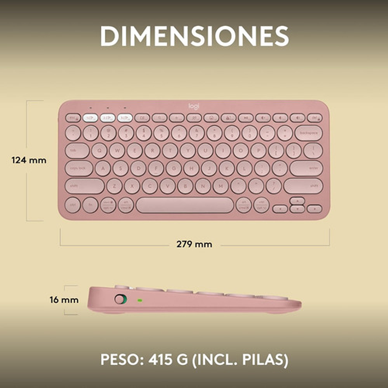 Teclado Bluetooth Logitech Pebble Keys 2 K380s Qwerty Teclado Rosado Idioma Español 9