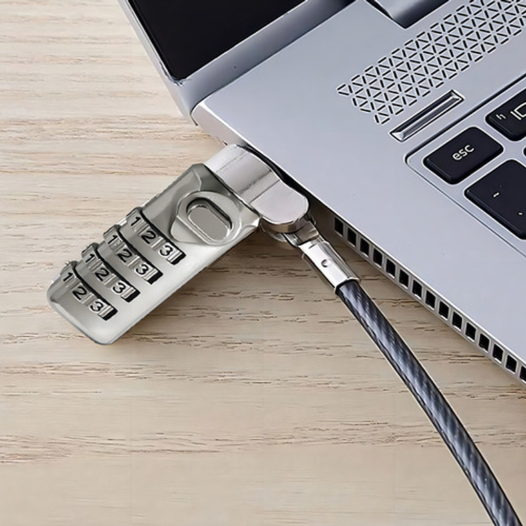 Candado De Seguridad Para Notebook Nano Slot, Con Clave Plateado 4