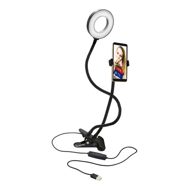 Soporte Tipo Clip Para Smartphone Con Aro De Luz Philco Fj Color Negro 2