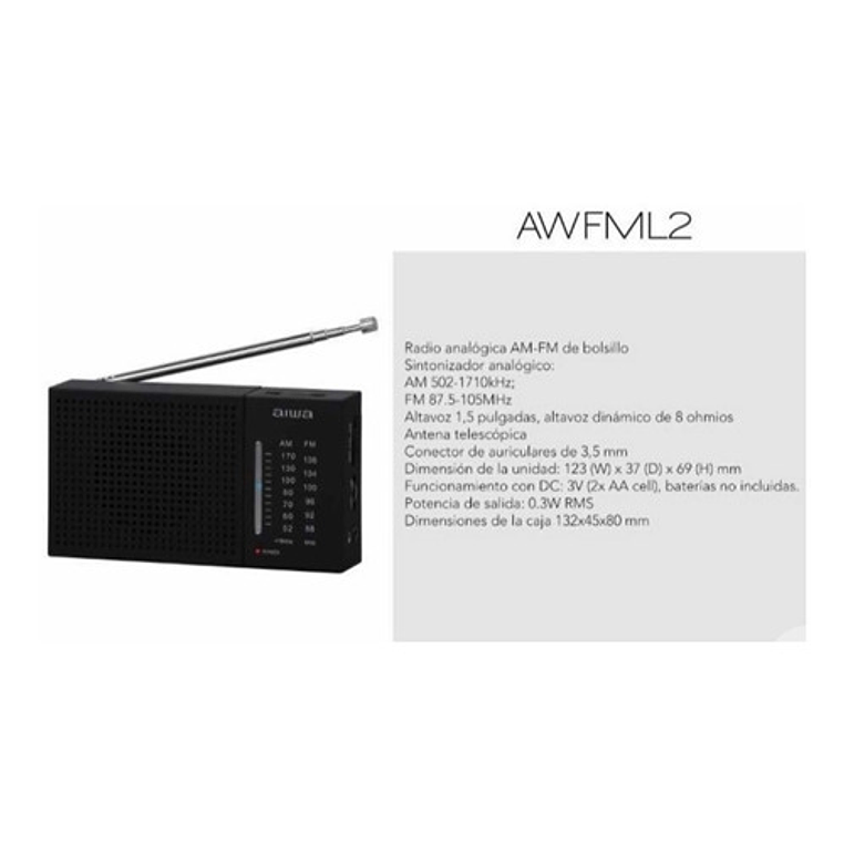 Radio Fm/am Portátil Aiwa Aw Lr234am-fm, Funciona Con Pilas, Color Negro 7