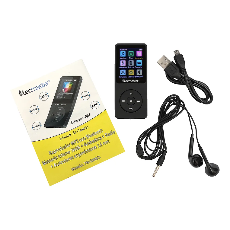 MP3 BLUETOOTH 16GB CARCASA ABS+AUDIFONO TM-300523 TECMASTER 3