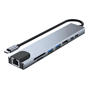 Adaptador Hub USB-C Multipuertos 8 en 1 Welkonex PM1054