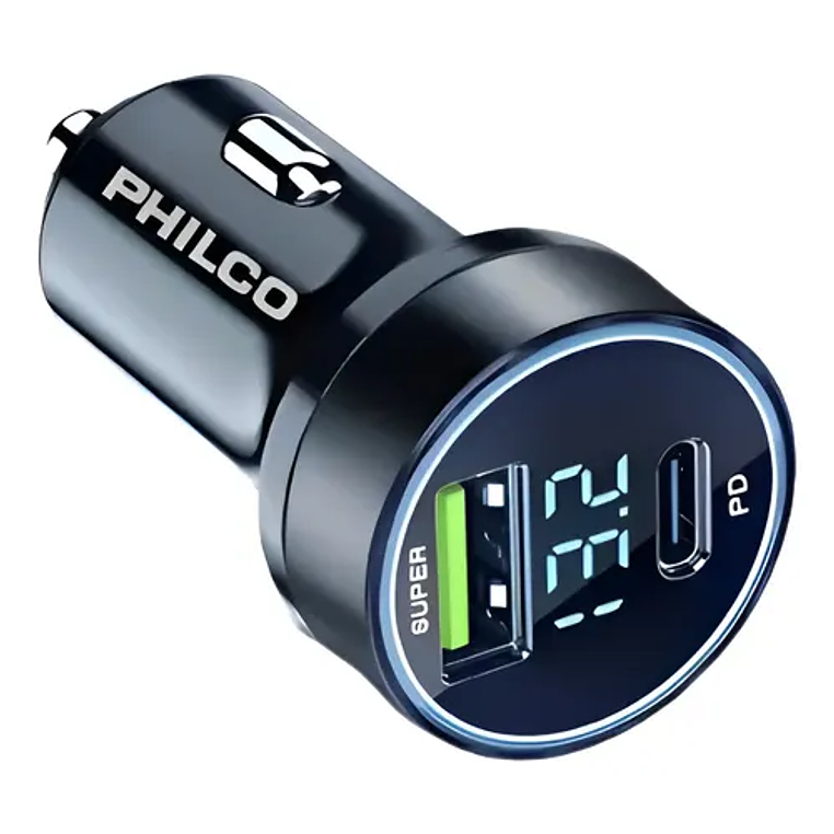 Cargador de Auto QC3.0 USB Philco  2