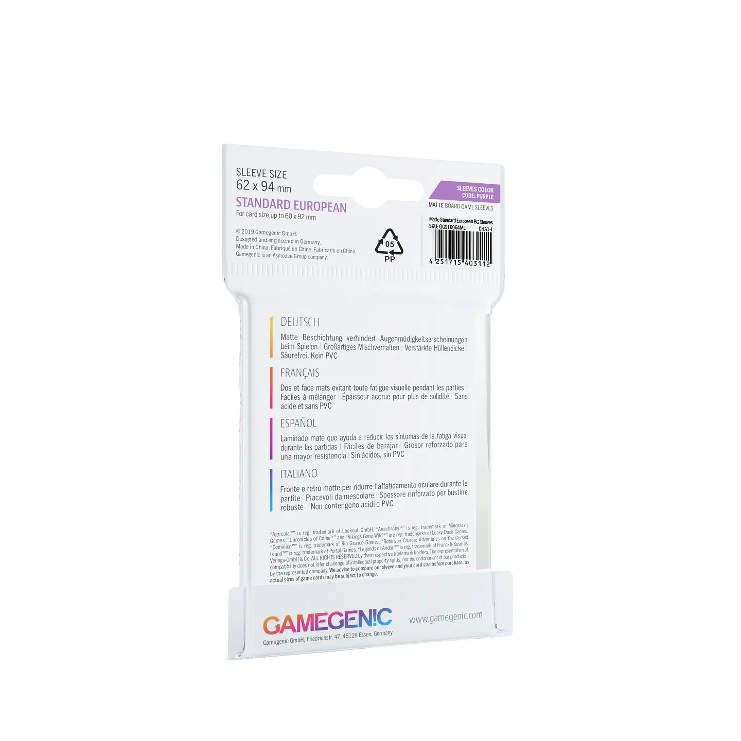 Game Genic - Protectores Matte - Standard European (62 x 94 mm) 2
