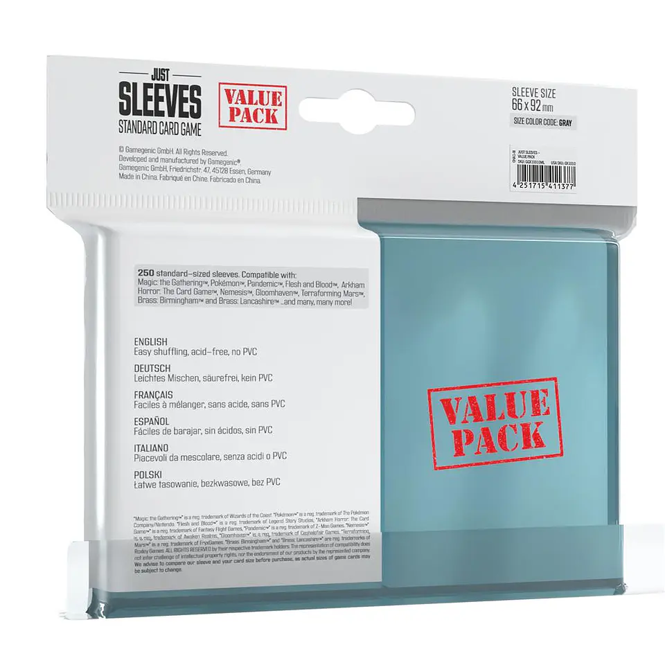 Just Sleeves Value Pack Clear (250un) 66x92mm - Standard 2
