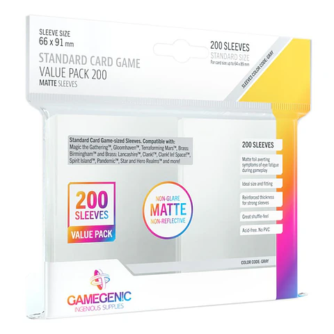 Game Genic - MATTE Card Game Sleeve Value Pack 200un 66x91mm - Standard