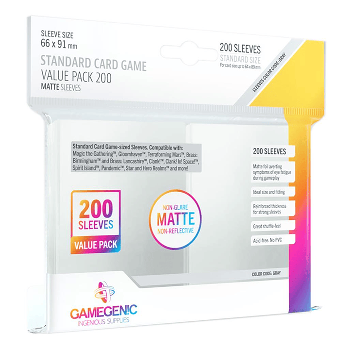 MATTE Card Game Sleeve Value Pack 200un 66x91mm - Standard 1