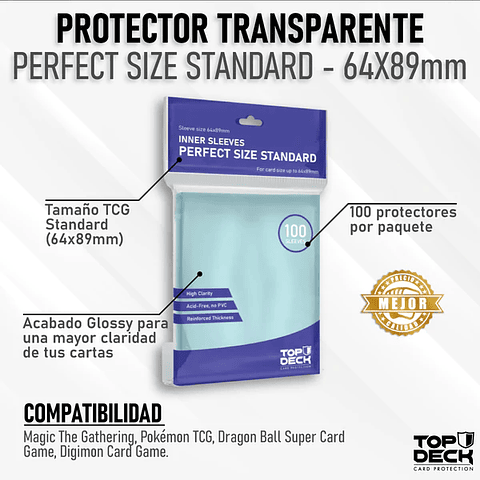 Top Deck - Protector Transparente 64x89mm - Perfect Size Standard
