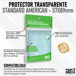 Top Deck - Protector Transparente 57x89mm - Standard American
