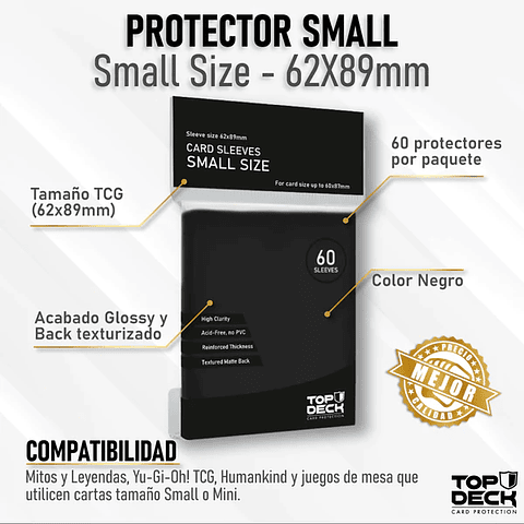 Top Deck - Protector cartas tamaño Standard 62x89 - Negro