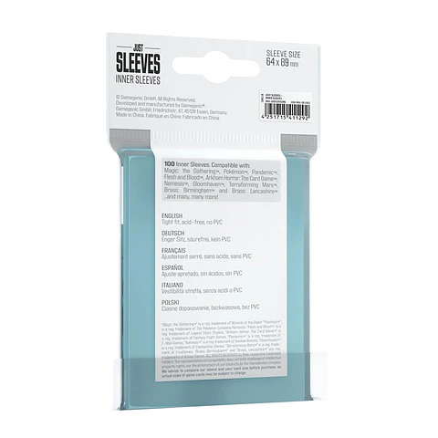 GG: Just Sleeves Inner Sleeves (100) 63X88MM