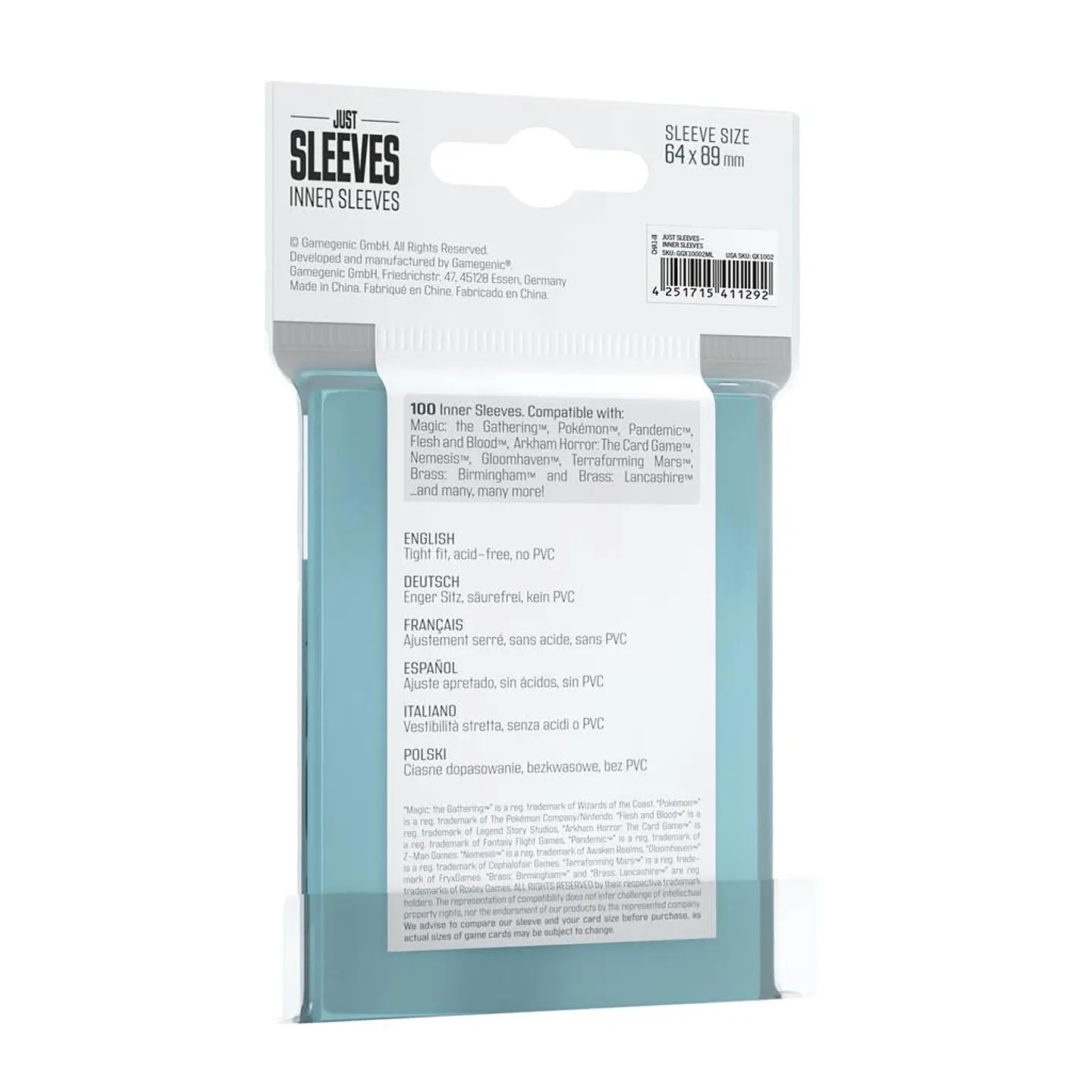 GG: Just Sleeves Inner Sleeves (100) 63X88MM 2