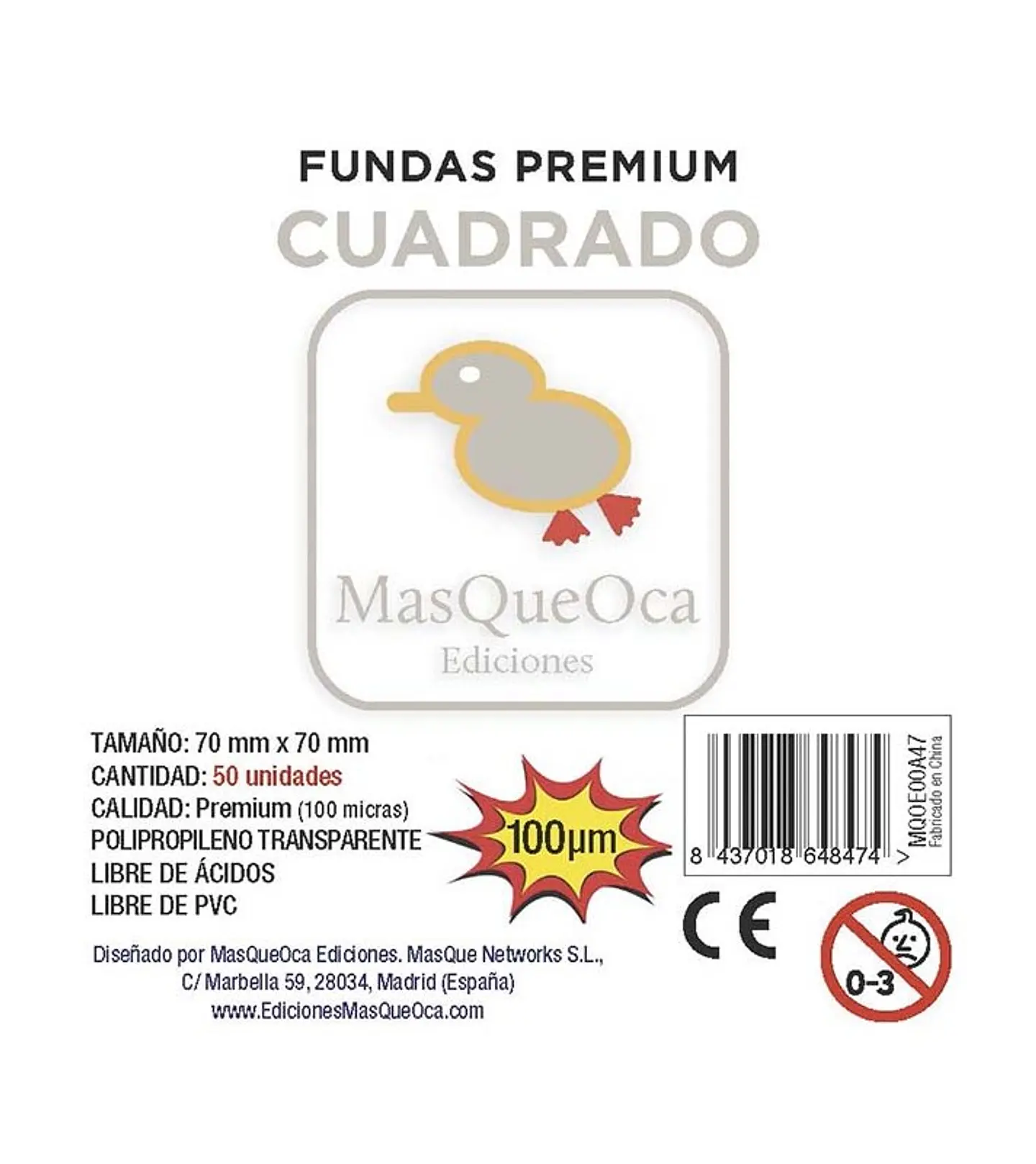 MasQueOca - Fundas Premium Cuadrada (50 Uds) 70 x 70 mm 1