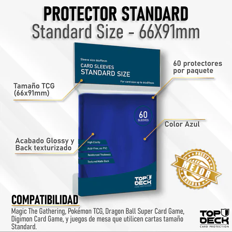 Top Deck - Protector cartas tamaño Standard 66x91 - Azul