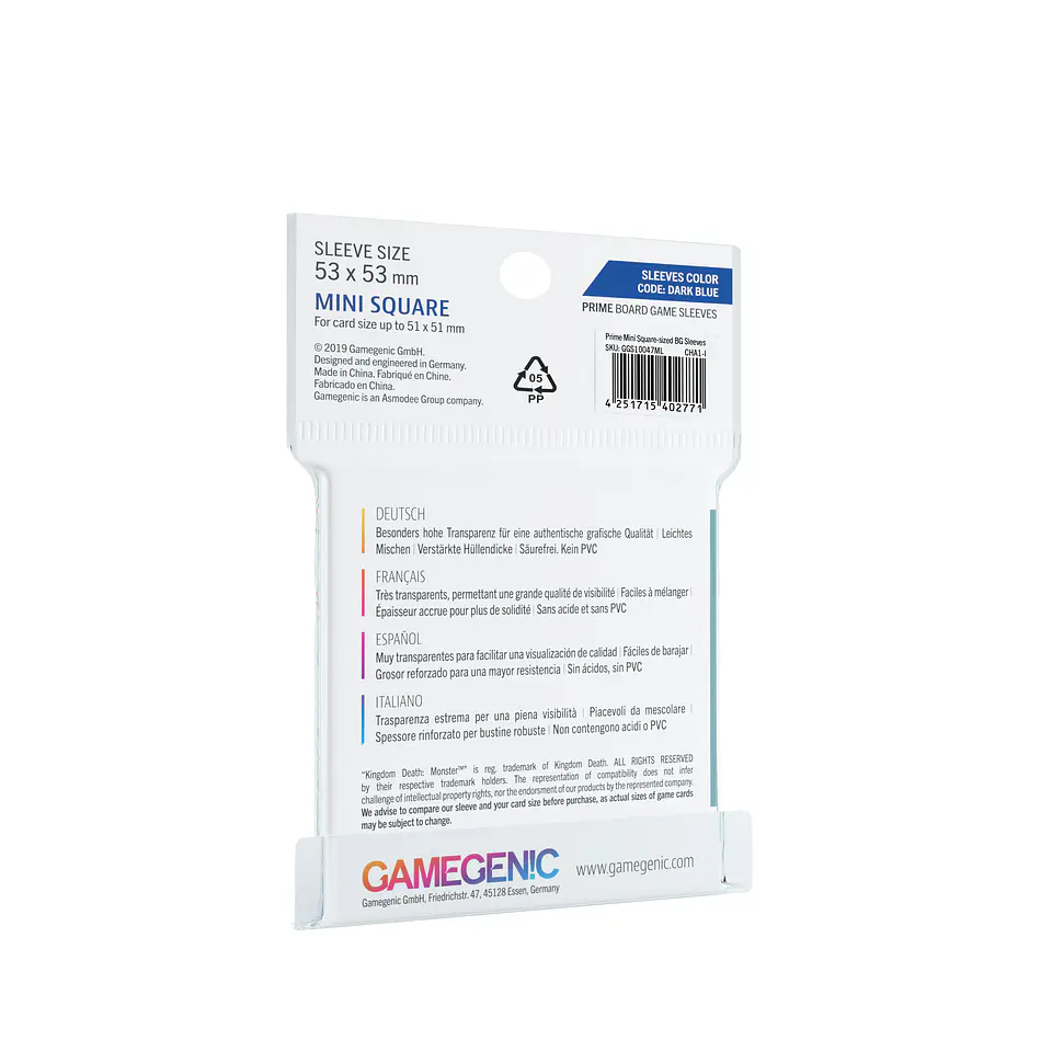 Game Genic - PRIME BG Sleeves - Square Mini (53 x 53 mm) 2