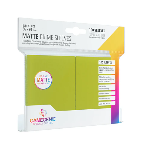 Game Genic - MATTE PRIME SLEEVES - 66x91mm - Standard - LIME (100)