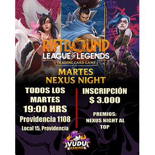 Evento - Todos los Martes - Riftbound Nexus Night en Vudugaming