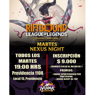 Evento - Todos los Martes - Riftbound Nexus Night en Vudugaming