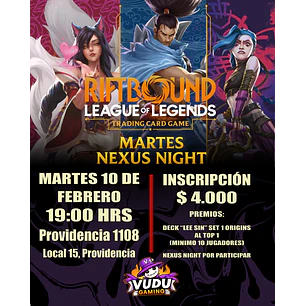 Evento - Todos los Martes - Riftbound Nexus Night en Vudugaming
