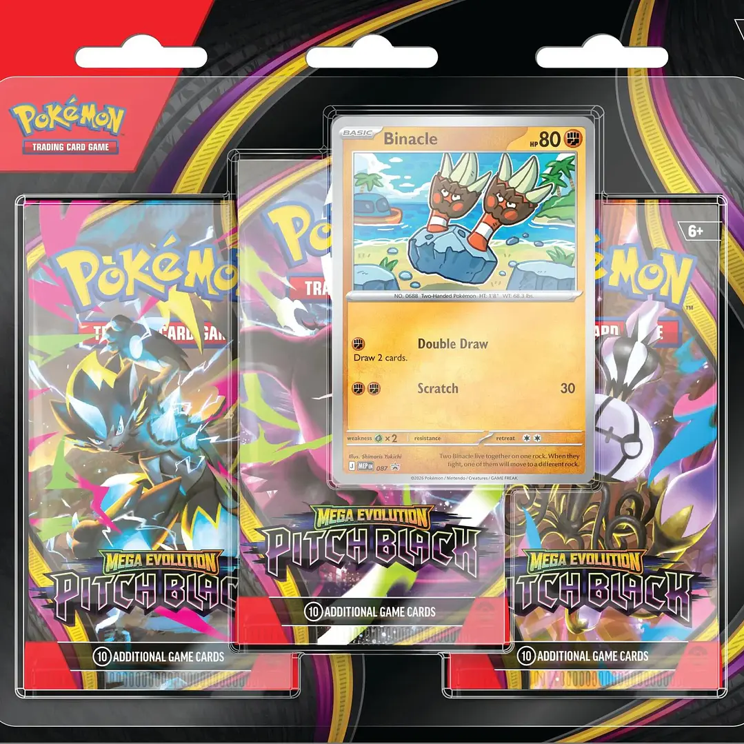 Preventa - Pokemon TCG: Mega Evolution Pitch Black- 3 Pack Blister - Inglés 1
