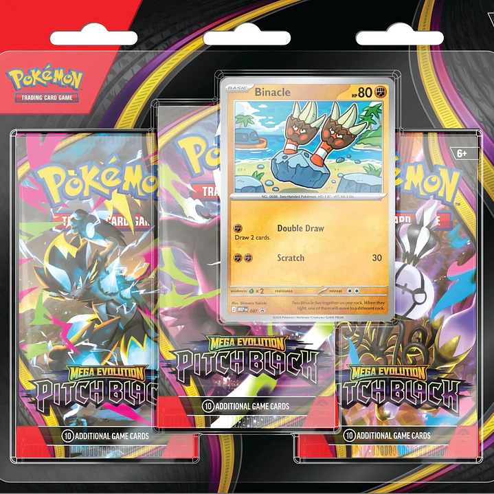 Preventa - Pokemon TCG: Mega Evolution Pitch Black- 3 Pack Blister - Inglés 1