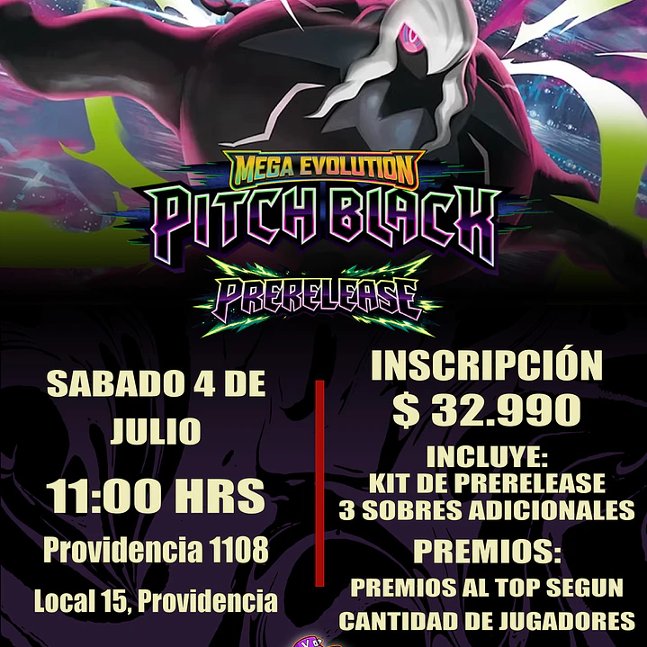 Preventa - Pokémon TCG: Prerelease Pitch Black - Sabado 04 de Julio 11:00 hrs 1