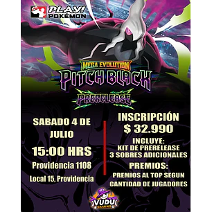 Preventa - Pokémon TCG: Prerelease Pitch Black - Sabado 04 de Julio 15:00 hrs