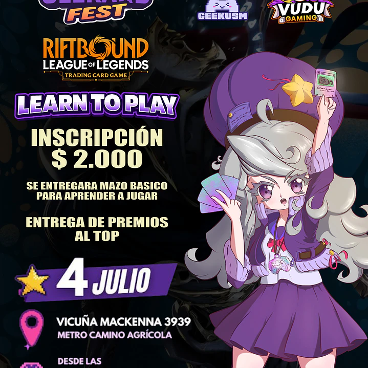 Prteventa - Inscripción Learn to Play Riftbound GeekCard Fest - Sabado 4 de Julio 11:00 hrs 1