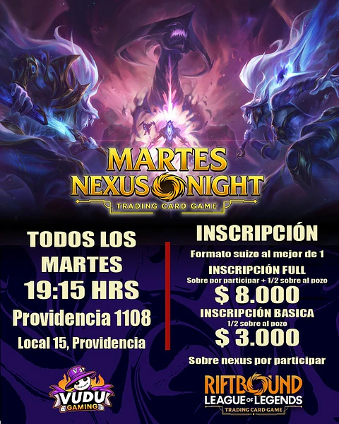 Evento - Riftbound Nexus Night- Todos los Martes - 19:15 hrs
