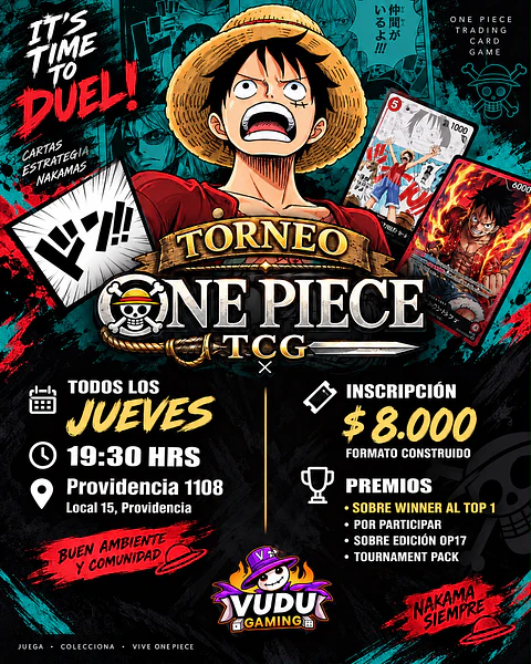 Evento - Torneo One Piece TCG - Todos los Jueves - 19:30 hrs