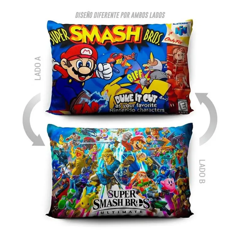 Funda De Almohada Super Smash Bros 70x45cm Vudú Love  5
