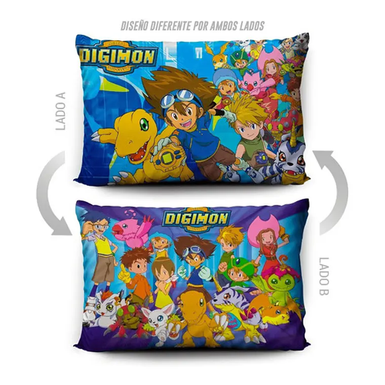 Funda De Almohada Digimon 70x45cm Doble Estampado Vudú Love 5
