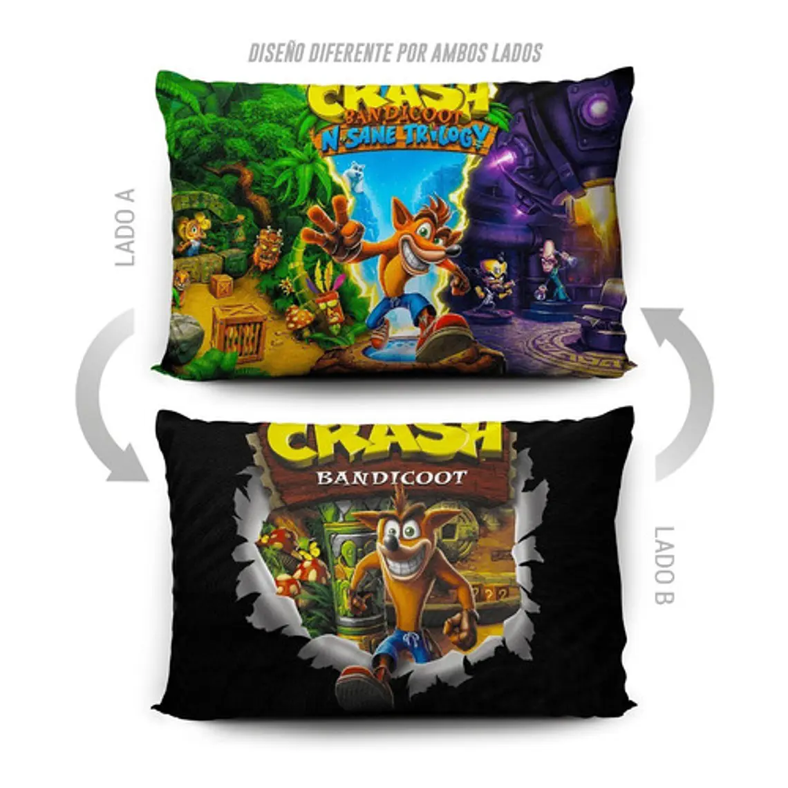 Funda De Almohada Crash Bandicoot 70x45cm Vudú Love  5