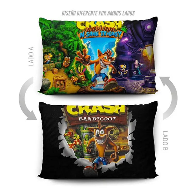 Funda De Almohada Crash Bandicoot 70x45cm Vudú Love  5