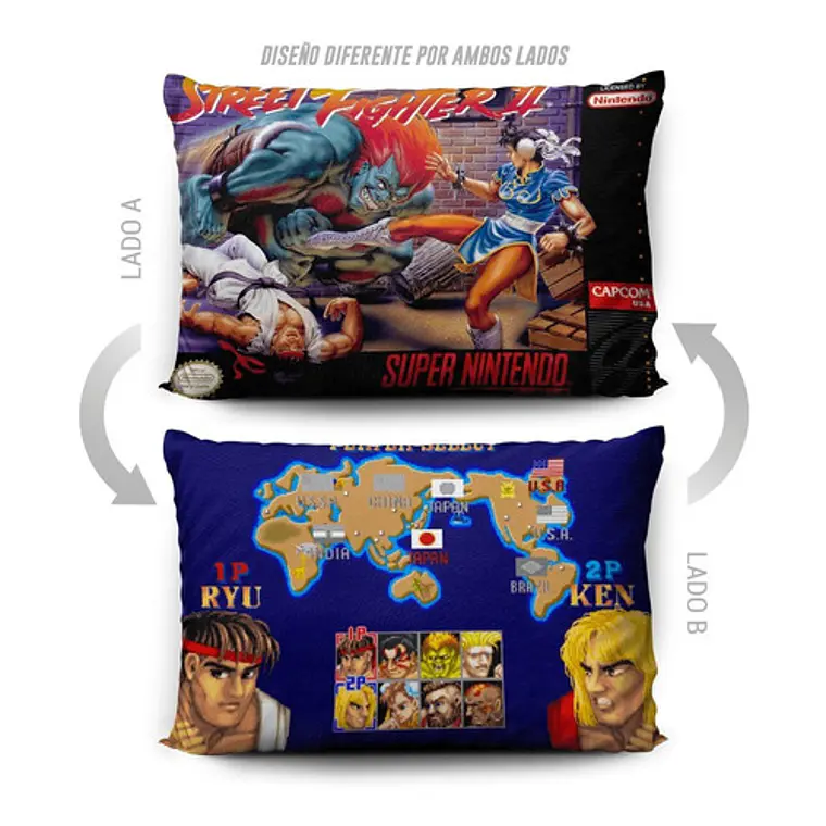 Funda De Almohada Street Fighter Ii 70x45cm Vudú Love 5