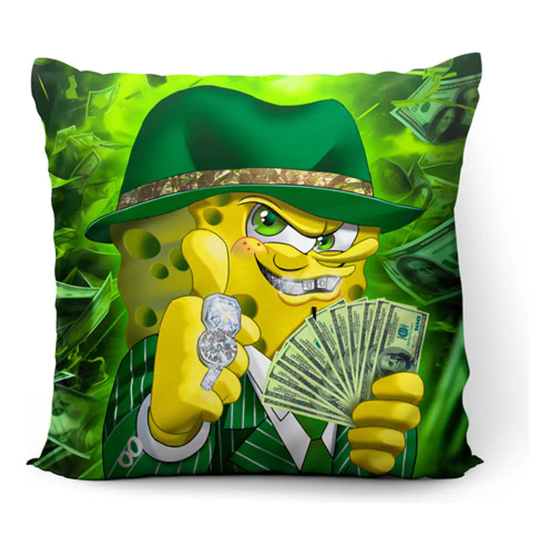 Cojín Bob Esponja Mafioso Meme Cursed 45x45cm Vudú Love 1