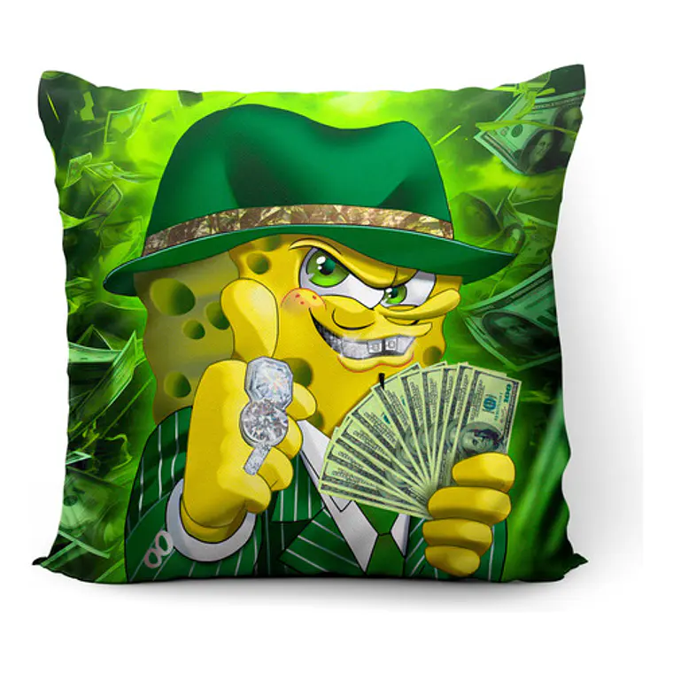 Cojín Bob Esponja Mafioso Meme Cursed 45x45cm Vudú Love 1