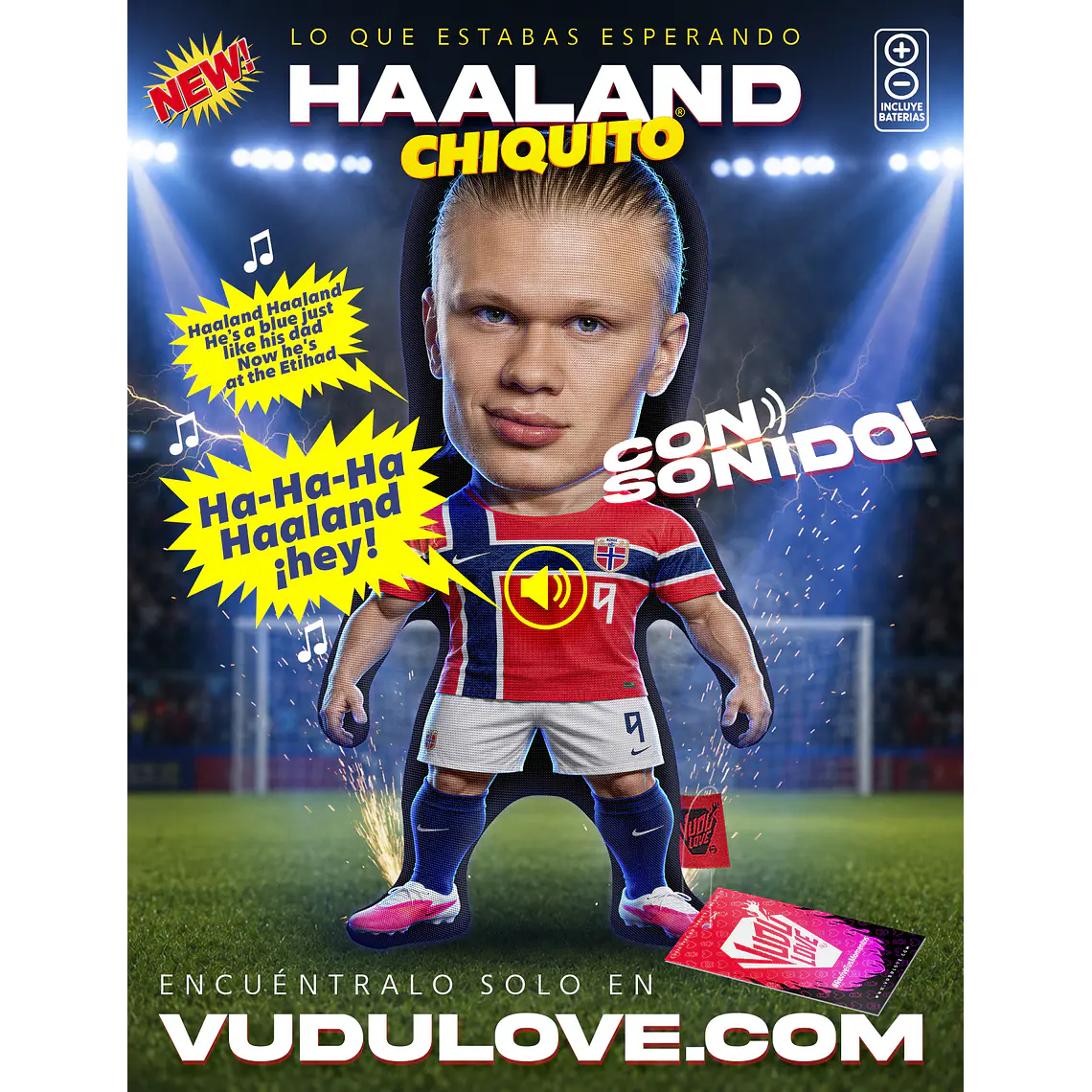 Erling Haaland Chiquito con sonido 30 cm Vudú Love 1