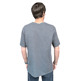 Polera Manga Corta Hombre Henley Slub Grafito