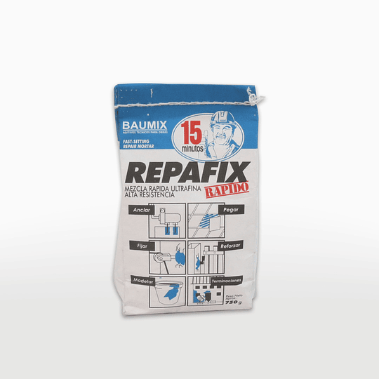 Repafix - Pack de 4 unidades (750gr c/u) - Mortero de Fraguado Rápido - Baumix