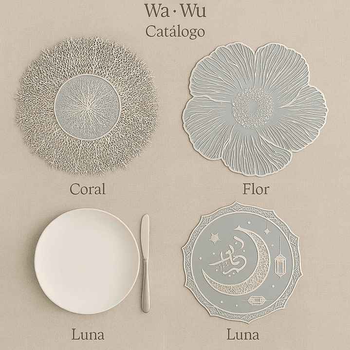 Centro de mesa decorativo Wa•Wu – Diseños Coral, Flor y Luna 4