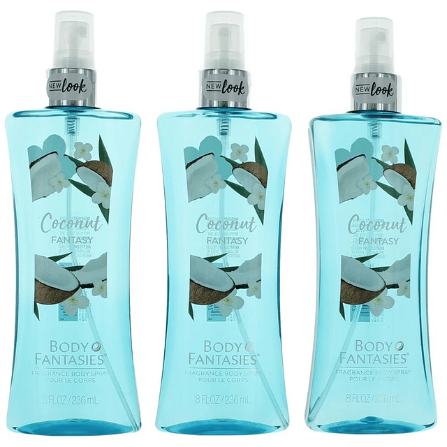 Coconut Fantasy de Body Fantasies, 3 x 8 oz fragancia Body S